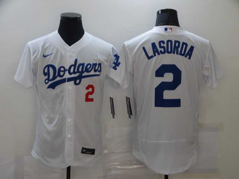 Men Los Angeles Dodgers 2 Lasorda White Elite Nike MLB Jerseys